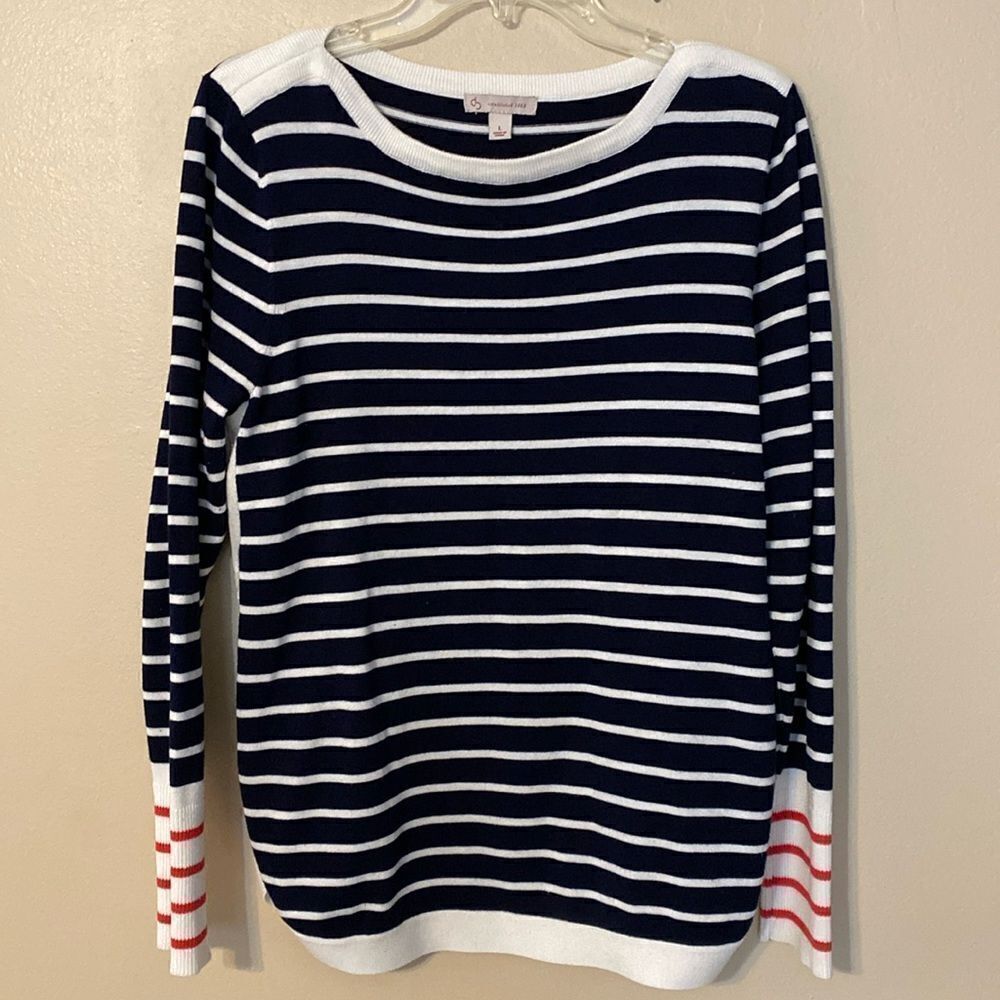 Dress Barn Boatneck Striped Lightweight Sweater